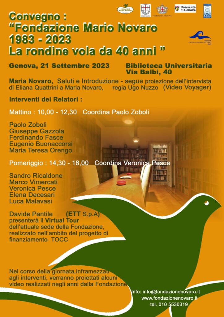 "Fondazione Mario Novaro 1983-2023. La rondine vola da 40 anni"