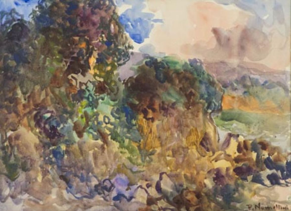Nomellini P. - Paesaggio elbano (acquerello su carta - da Fabiani Arte, set. 2016)